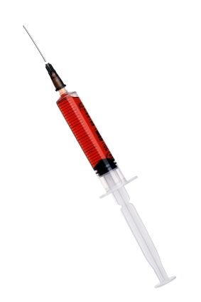 object on white - syringe close up