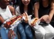 teenagers enjoying fast food