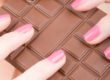 fun woman eating chocolate