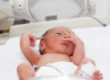 Newborn baby inside incubator