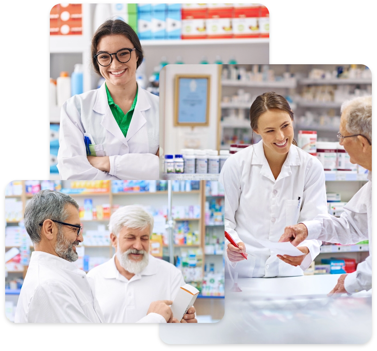 Pharmacists posing for Paul Zickler's Canadian mail-order pharmacy website