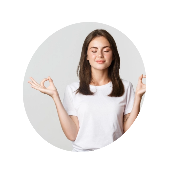 A girl meditating with her eyes closed to improve mental health
