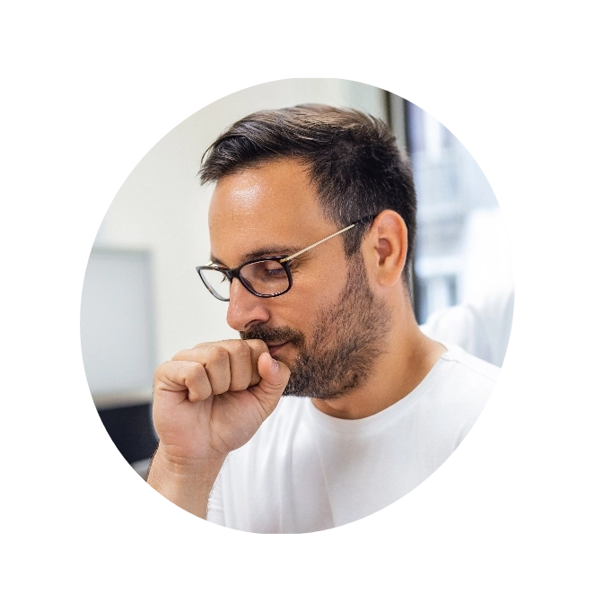 Man coughing due to Chronic Bronchitis.