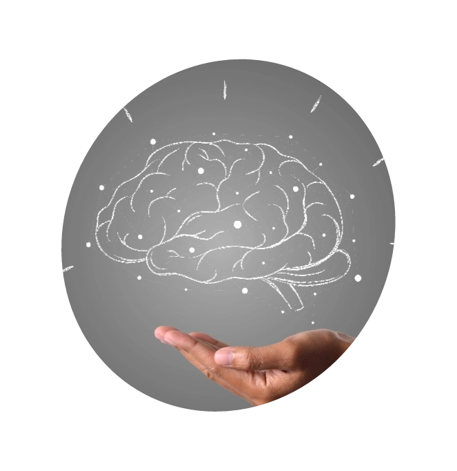 Hand holding an artwork depicting the concept of a stroke affecting the brain